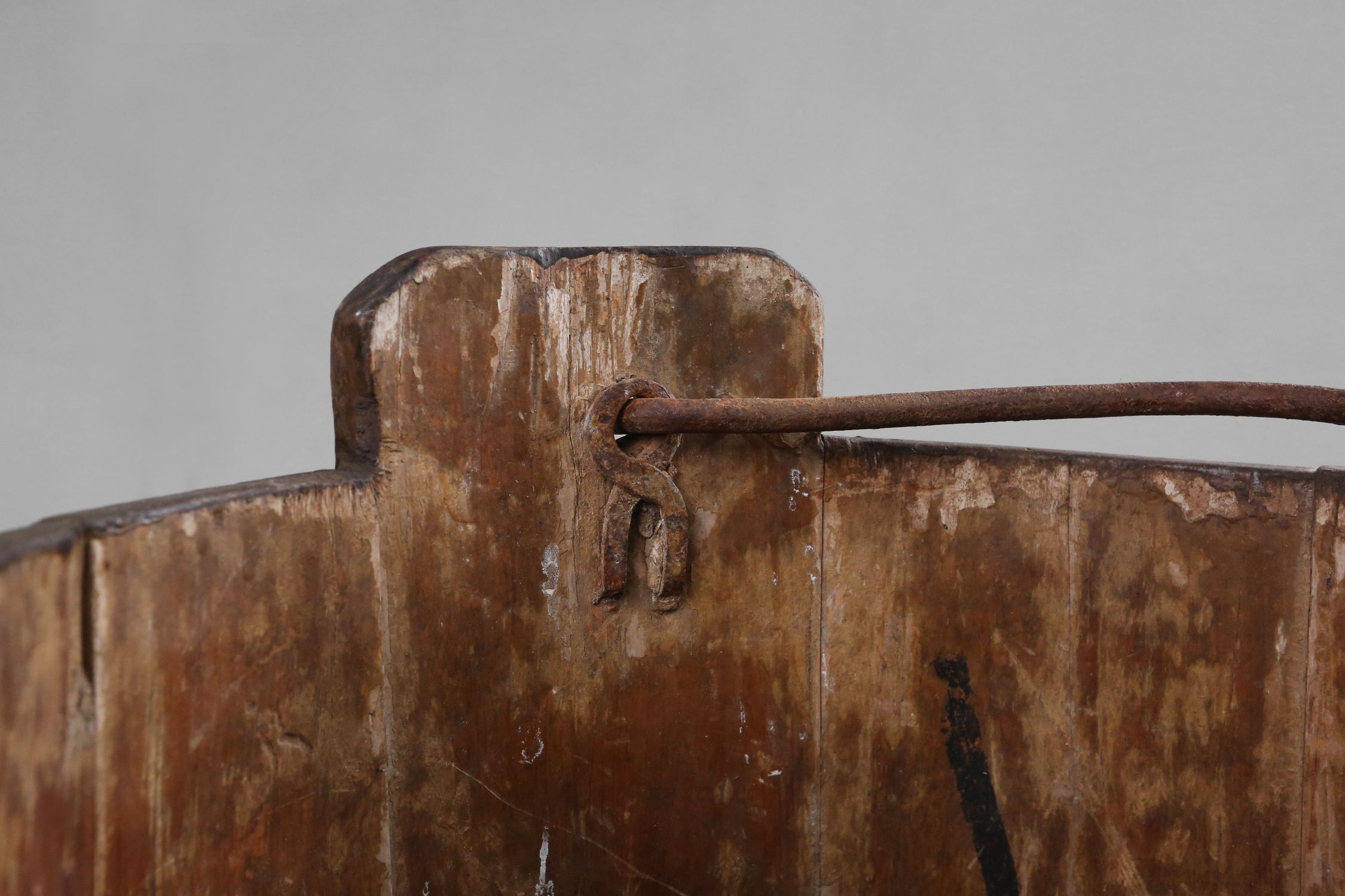 Wooden and wrought Iron water, grain bucket, circa 1860thumbnail